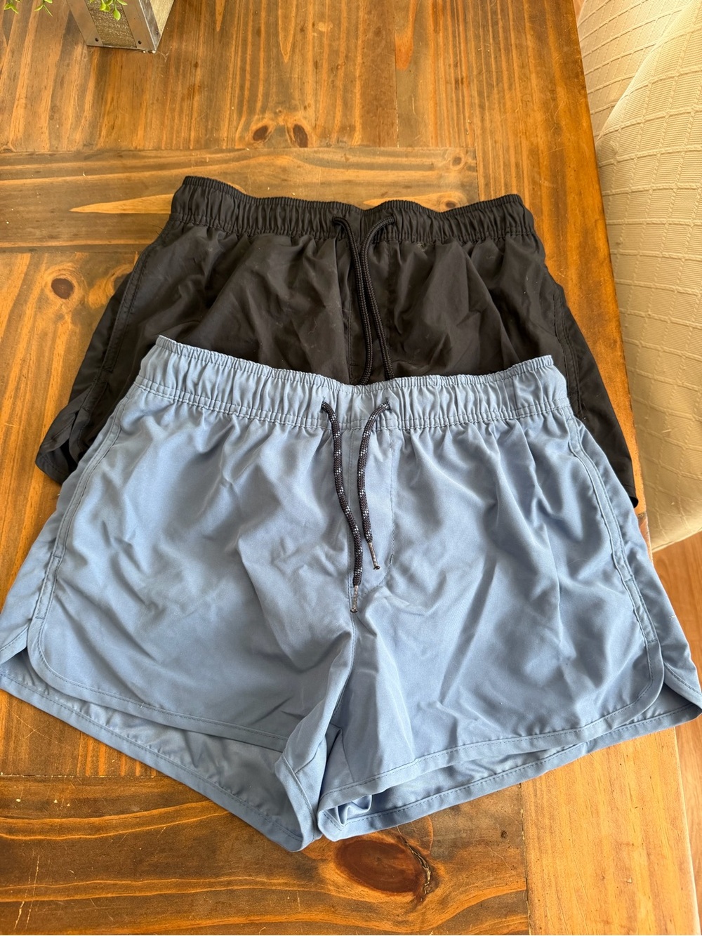 2 pair H&M Light Blue and black Mesh-Lined swim Shorts